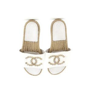 Women's CC Espadrille Slide Sandals Embellished Leather