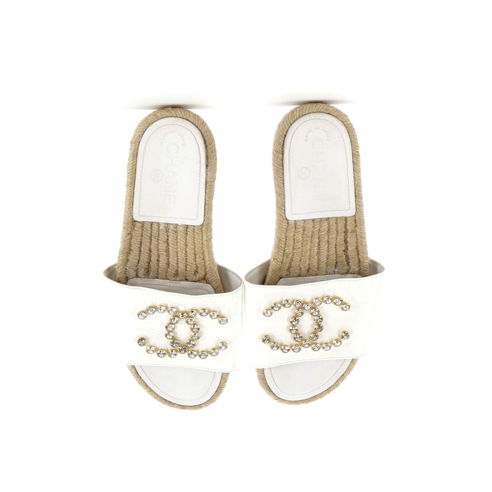 Women's CC Espadrille Slide Sandals Embellished Leather