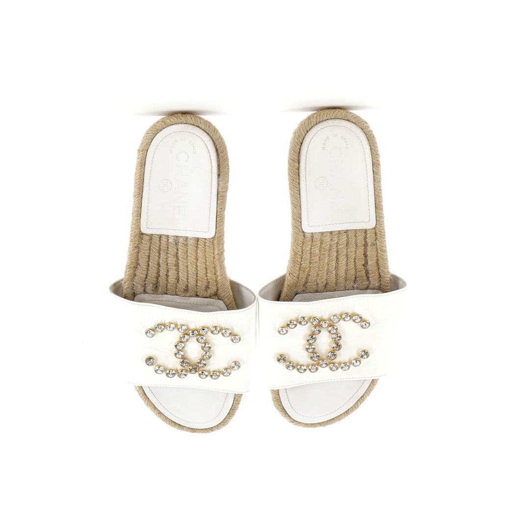 Women's CC Espadrille Slide Sandals Embellished Leather