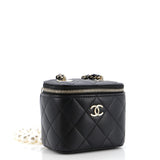 Vanity Case with Pearl Chain Quilted Lambskin Mini