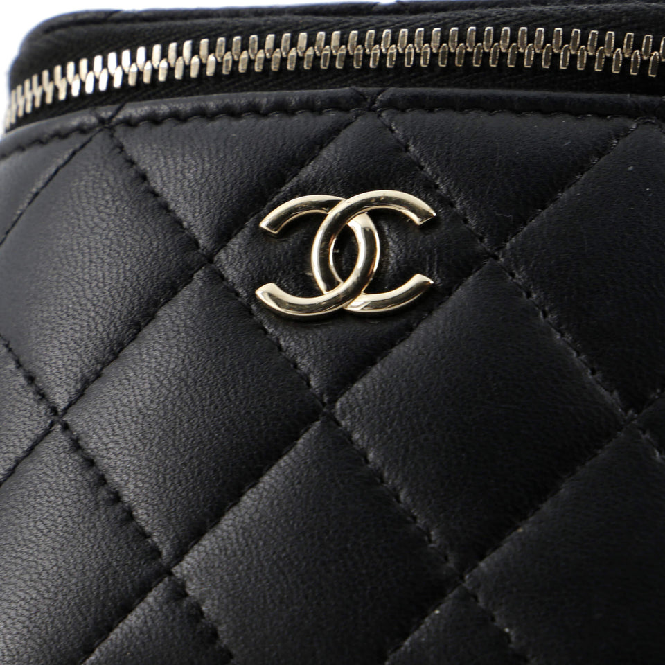Vanity Case with Pearl Chain Quilted Lambskin Mini