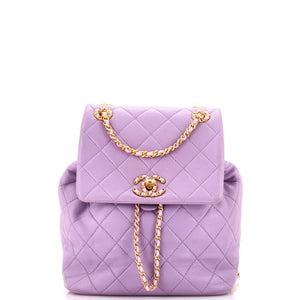 Chain Infinity Drawstring Backpack Quilted Lambskin Small