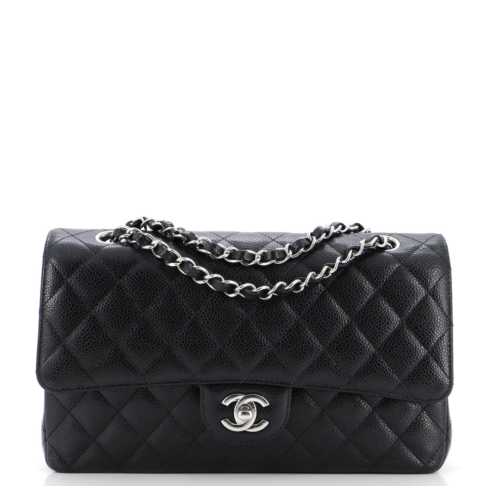 Classic Double Flap Bag Quilted Caviar Medium