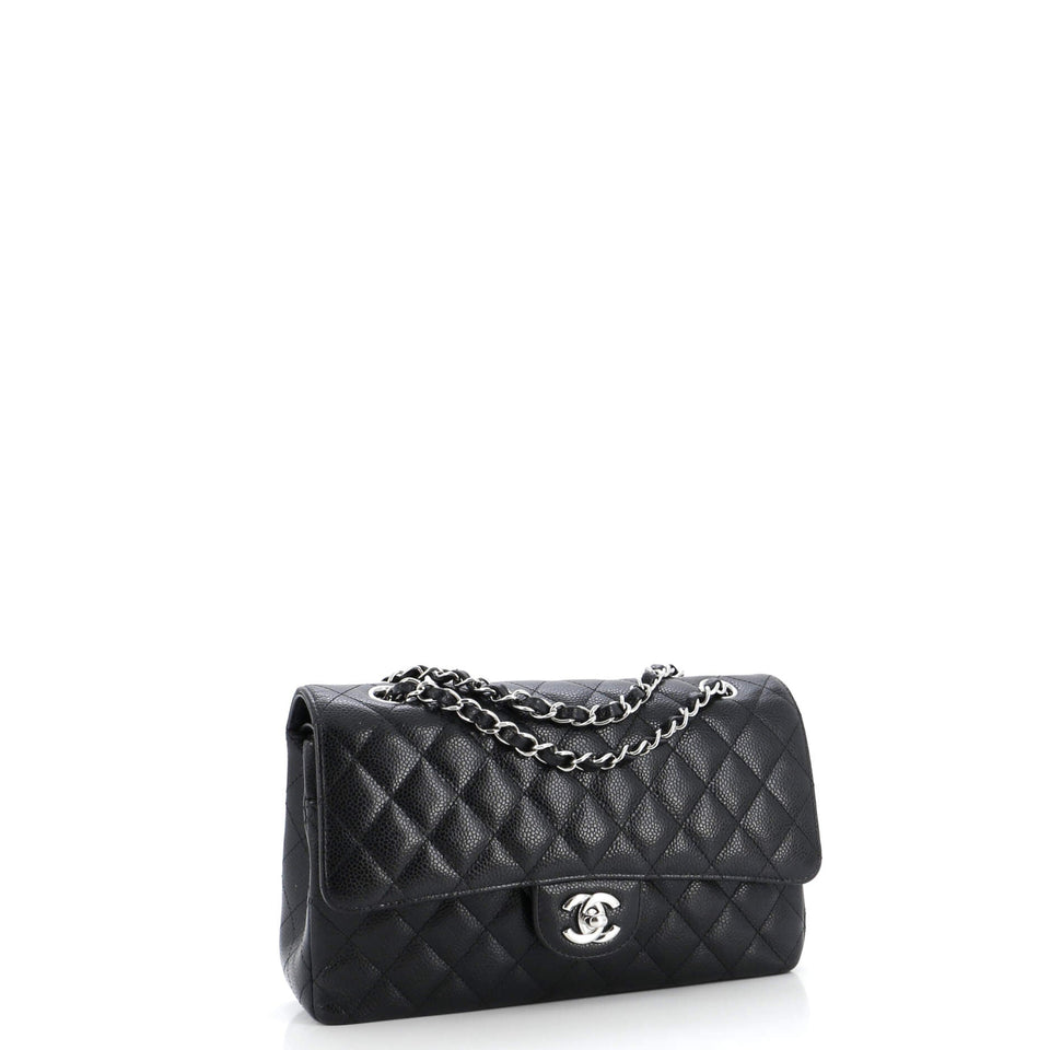 Classic Double Flap Bag Quilted Caviar Medium