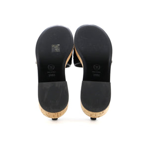 Women's Chain CHA-NEL Mule Sandals Tweed and Cork