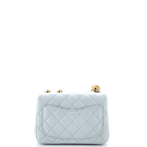 Sweet Camellia Adjustable Chain Square Flap Bag Quilted Lambskin Mini