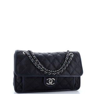 French Riviera Flap Bag Quilted Caviar Large