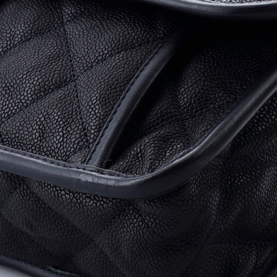 French Riviera Flap Bag Quilted Caviar Large