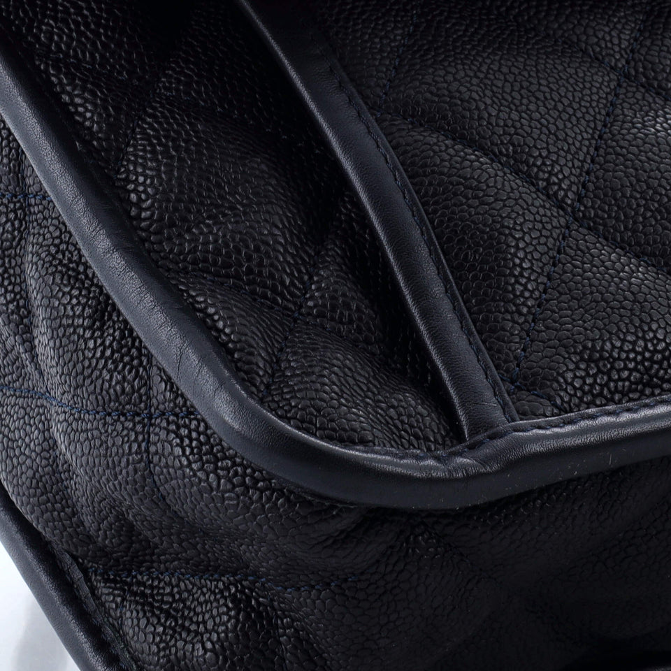 French Riviera Flap Bag Quilted Caviar Large