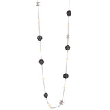 CC Station Long Necklace Faux Pearls and Resin with Metal and Crystals