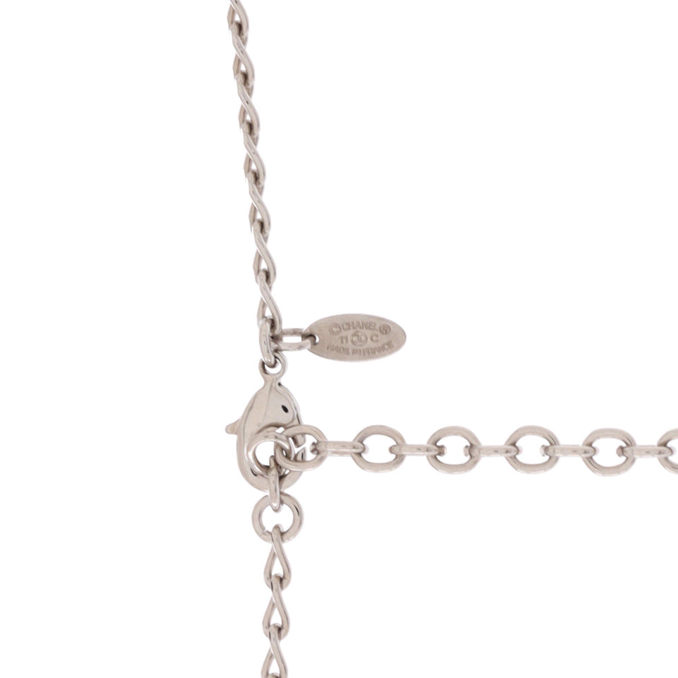 CC Station Long Necklace Faux Pearls and Resin with Metal and Crystals