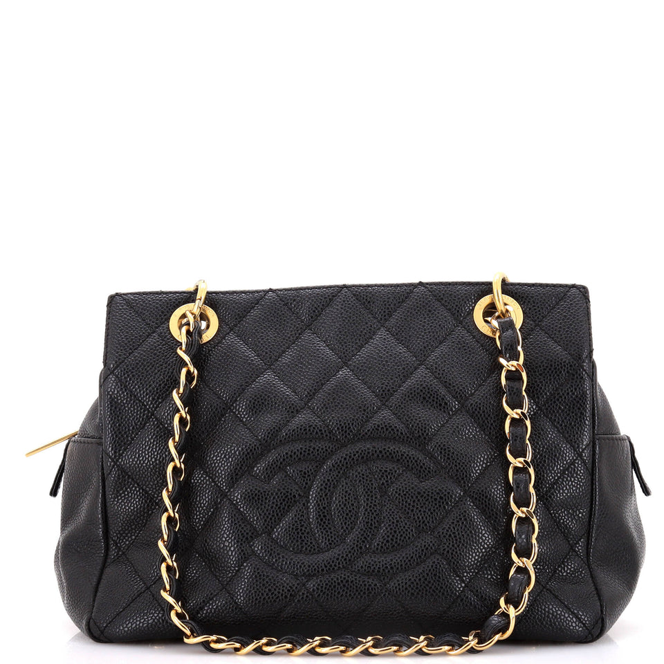 Petite Timeless Tote Quilted Caviar