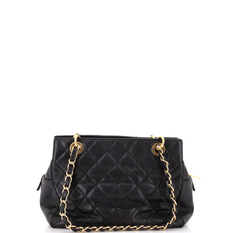 Petite Timeless Tote Quilted Caviar