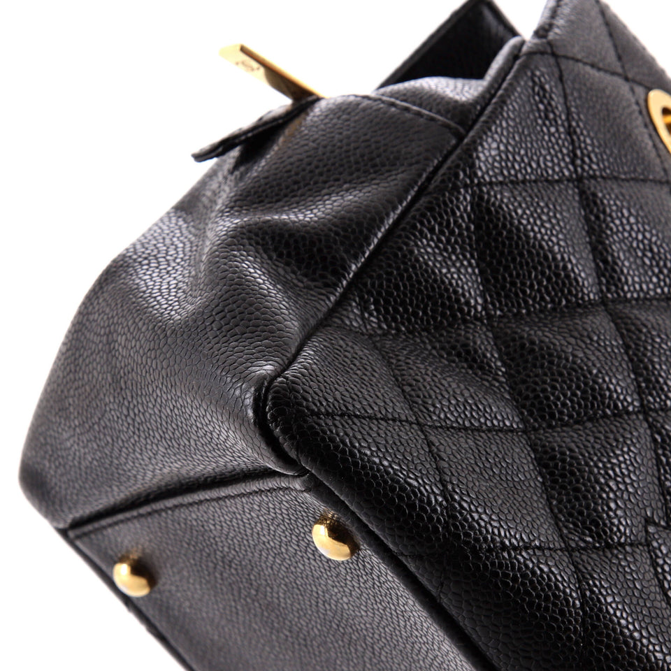 Petite Timeless Tote Quilted Caviar