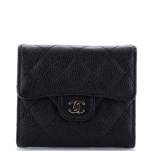 CC Compact Classic Flap Wallet Quilted Caviar
