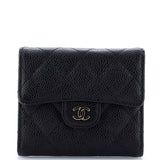 CC Compact Classic Flap Wallet Quilted Caviar