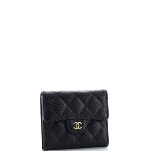 CC Compact Classic Flap Wallet Quilted Caviar