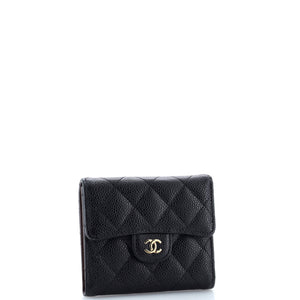 CC Compact Classic Flap Wallet Quilted Caviar