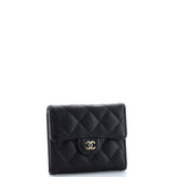 CC Compact Classic Flap Wallet Quilted Caviar