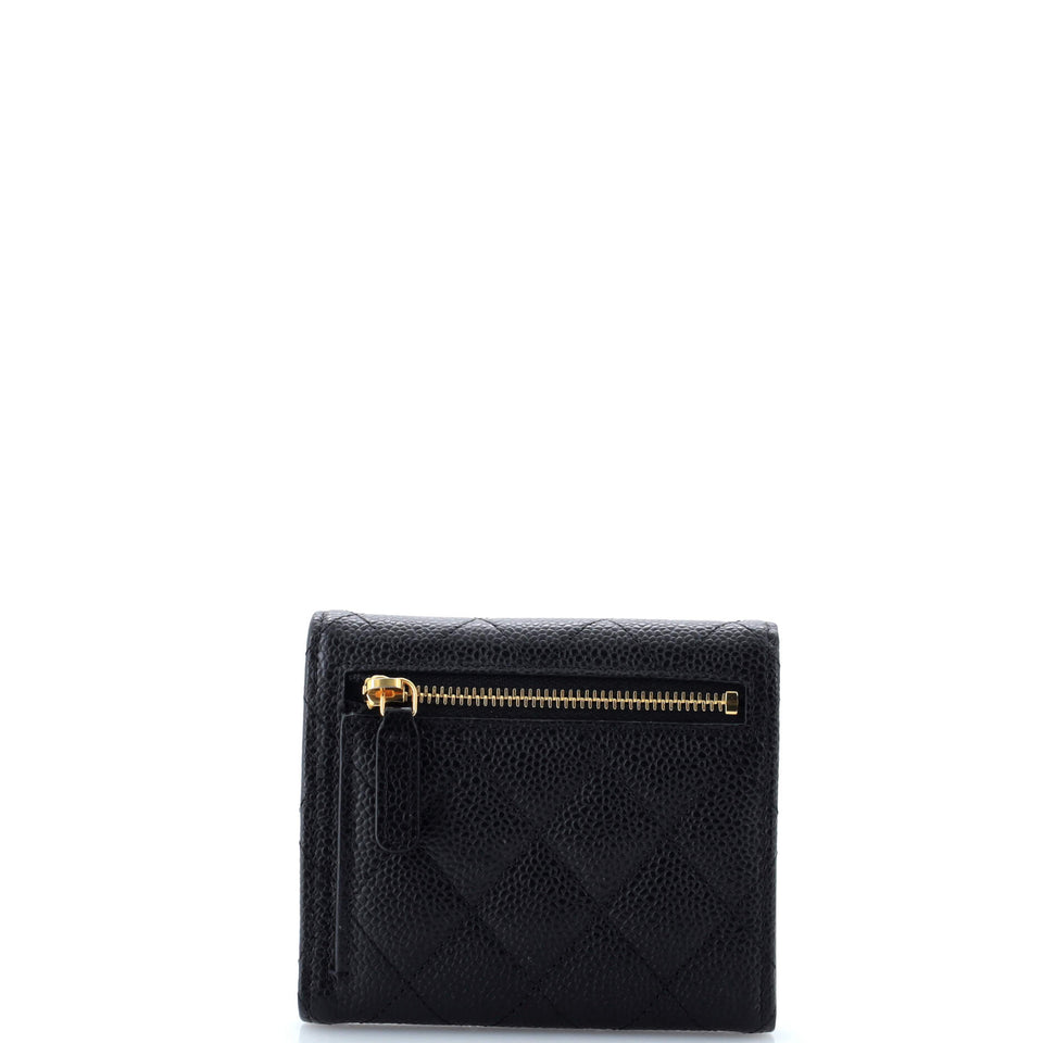 CC Compact Classic Flap Wallet Quilted Caviar