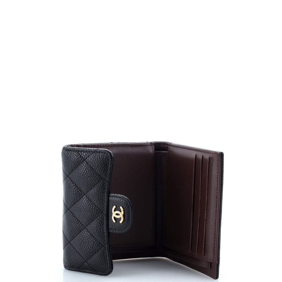 CC Compact Classic Flap Wallet Quilted Caviar