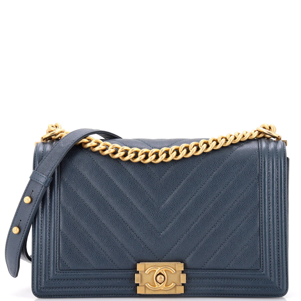 Boy Flap Bag Chevron Caviar New Medium