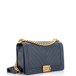 Boy Flap Bag Chevron Caviar New Medium