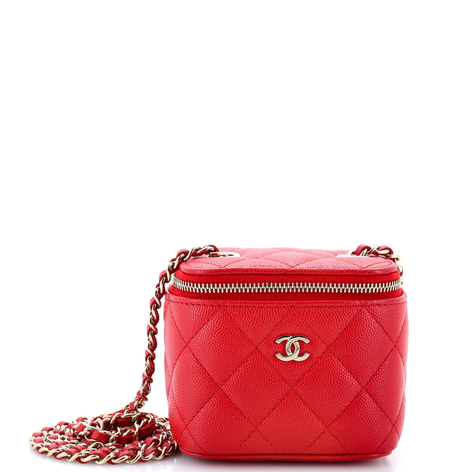 Classic Vanity Case with Chain Quilted Caviar Mini