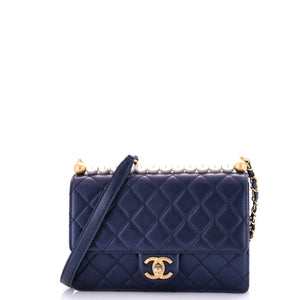Chic Pearls Flap Bag Quilted Lambskin Small