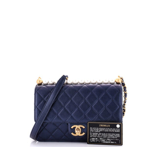 Chic Pearls Flap Bag Quilted Lambskin Small