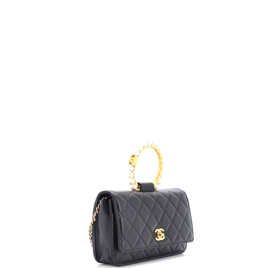 Pearl Crown Wallet on Chain Quilted Lambskin