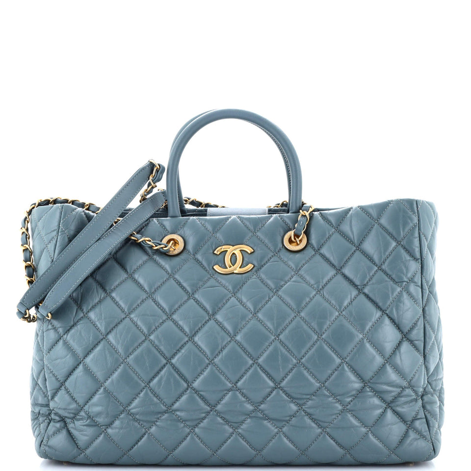 Coco Handle Shopping Tote Quilted Aged Calfskin Large