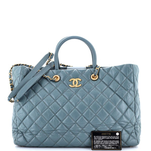 Coco Handle Shopping Tote Quilted Aged Calfskin Large