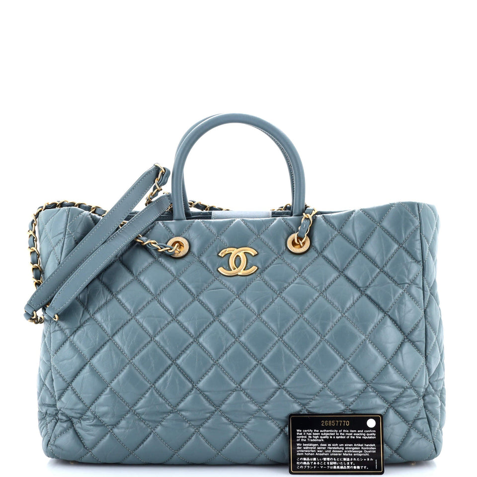 Coco Handle Shopping Tote Quilted Aged Calfskin Large