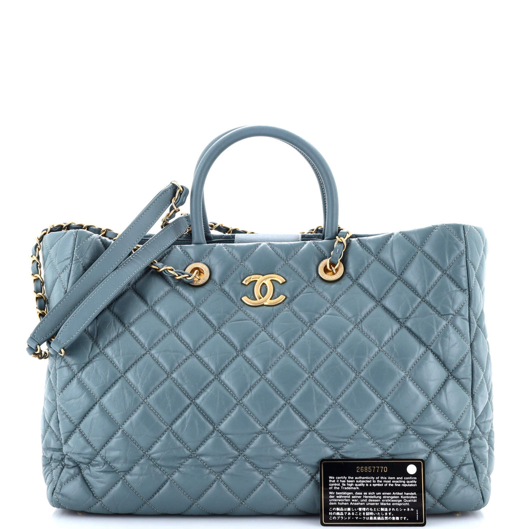 Coco Handle Shopping Tote Quilted Aged Calfskin Large