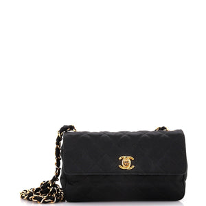 Vintage CC Chain Flap Bag Quilted Satin Mini