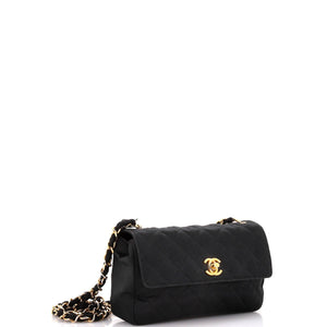 Vintage CC Chain Flap Bag Quilted Satin Mini