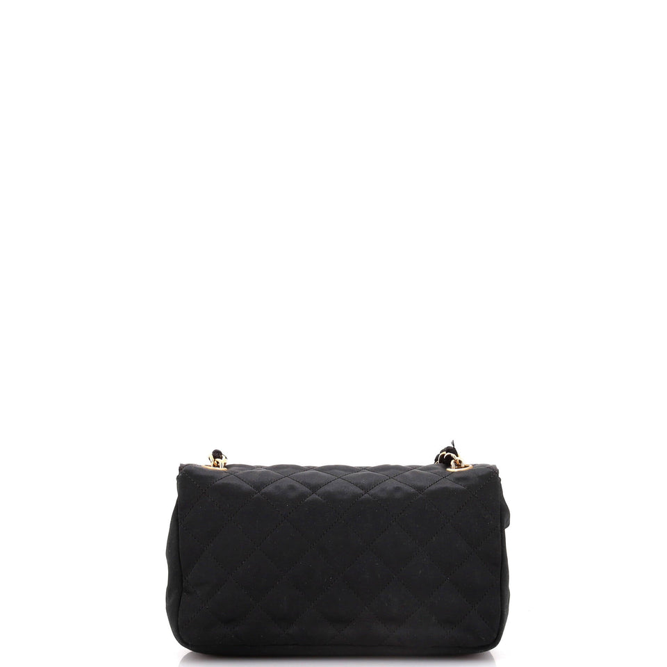 Vintage CC Chain Flap Bag Quilted Satin Mini