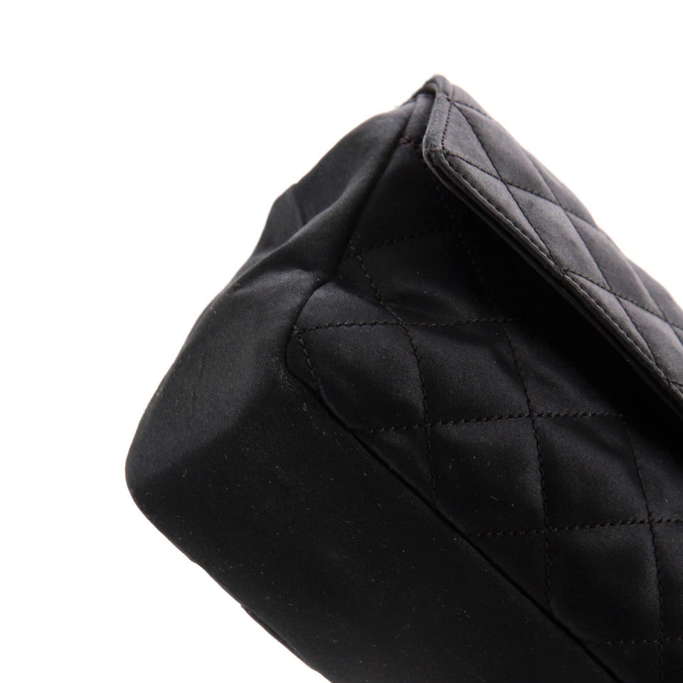 Vintage CC Chain Flap Bag Quilted Satin Mini