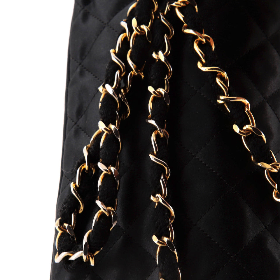 Vintage CC Chain Flap Bag Quilted Satin Mini