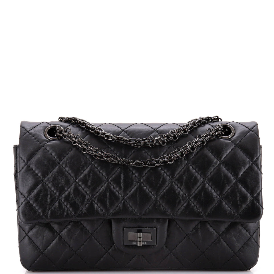 So Black Reissue 2.55 Flap Bag Quilted Aged Calfskin 225