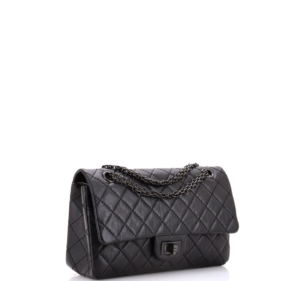 So Black Reissue 2.55 Flap Bag Quilted Aged Calfskin 225
