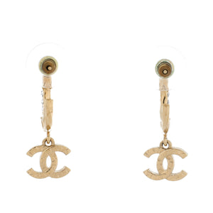 CC Hoop Dangle Earrings Metal with Crystal