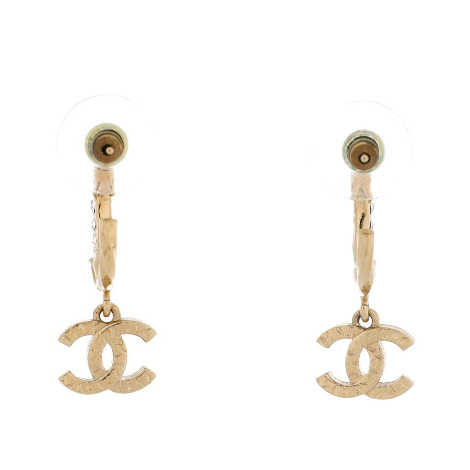 CC Hoop Dangle Earrings Metal with Crystal