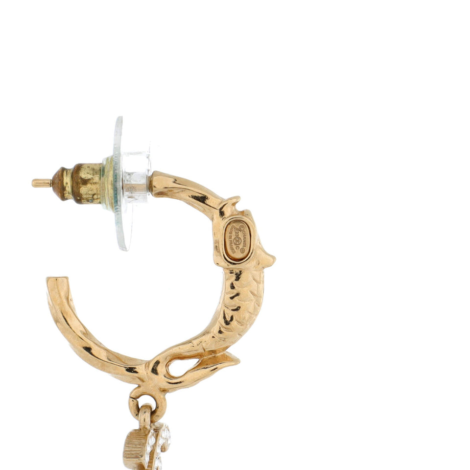 CC Hoop Dangle Earrings Metal with Crystal