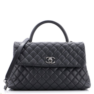 Coco Top Handle Bag Quilted Caviar Medium