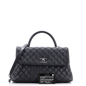 Coco Top Handle Bag Quilted Caviar Medium
