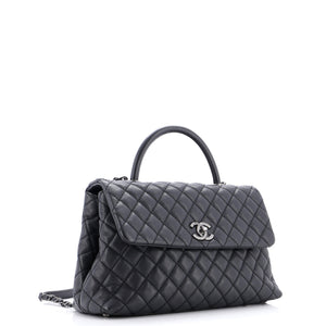 Coco Top Handle Bag Quilted Caviar Medium