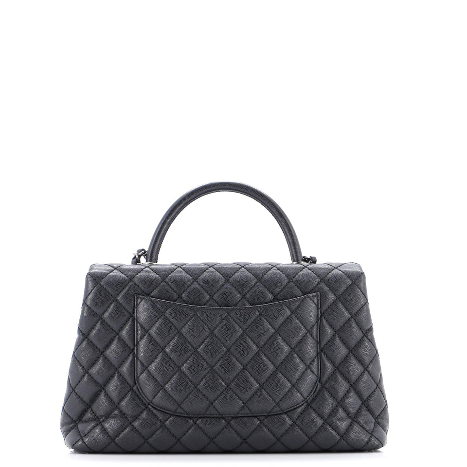 Coco Top Handle Bag Quilted Caviar Medium