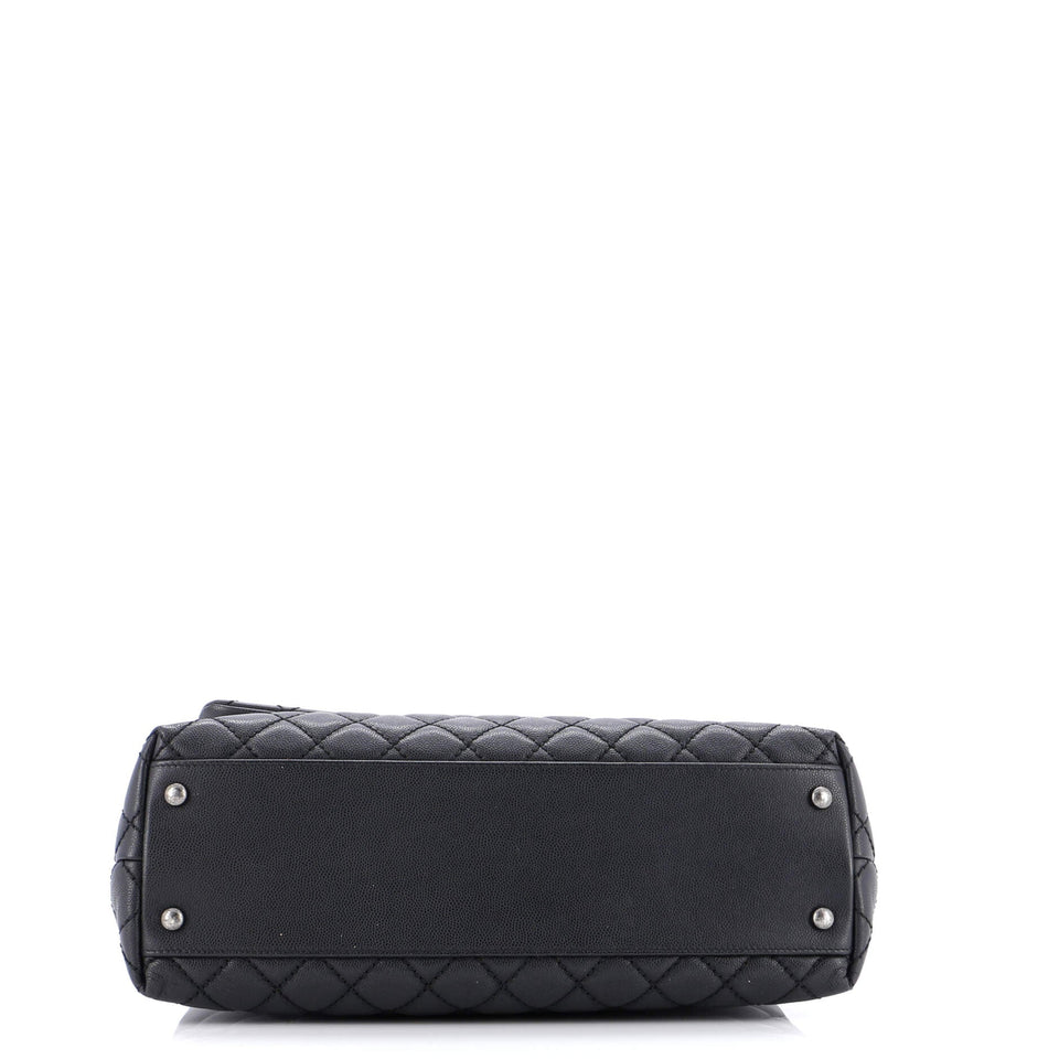 Coco Top Handle Bag Quilted Caviar Medium
